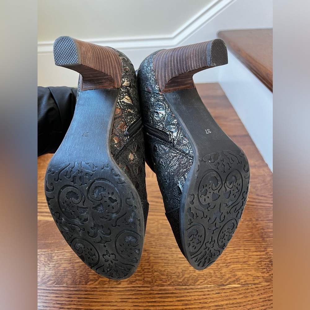 SPRING STEP L’Artiste Eleni Metallic Boot Ankle Booties Leather Western 37 - Picture 7 of 13